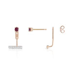 Boucles d'oreille or 375 rose rubis et diamant - vue D2