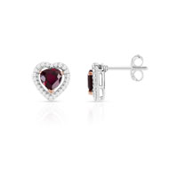Boucles d'oreilles or blanc 375 2 tons rubis et diamant