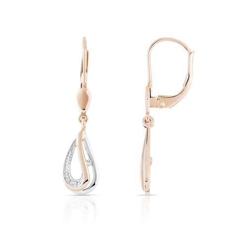 Boucles d'oreilles or 375 2 tons dormeuses diamants