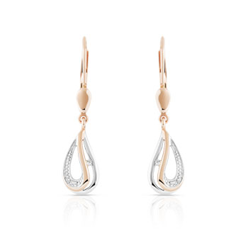 Boucles d'oreilles or 375 2 tons dormeuses diamants