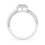 Bague or 375 blanc carrée diamants - vue 2