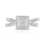 Bague or 375 blanc carrée diamants - vue 3