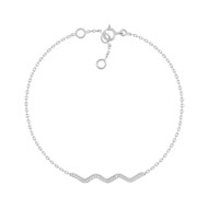 Bracelet or 375 blanc vagues diamants 19 cm