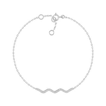 Armband van 375 witgoud met golven en diamanten, 19 cm