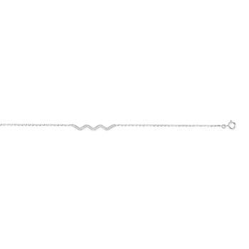 Armband van 375 witgoud met golven en diamanten, 19 cm