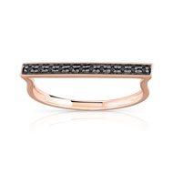 Bague or 375 rose diamant noir