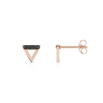 Boucles d'oreilles or 375 rose triangles diamants noirs traités