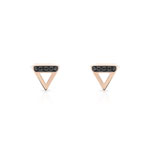 Boucles d'oreilles or 375 rose triangles diamants noirs traités - vue D1