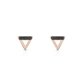Boucles d'oreilles or 375 rose triangles diamants noirs traités