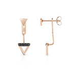 Boucles d'oreilles or 375 rose diamants noirs traités - vue 1