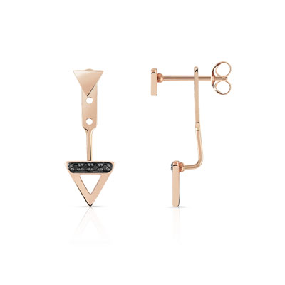 Boucles d'oreilles or 375 rose diamants noirs traités - vue 1