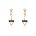 Boucles d'oreilles or 375 rose diamants noirs traités - vue D1