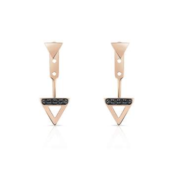 Boucles d'oreilles or 375 rose diamants noirs traités