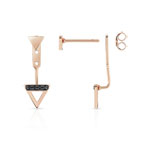 Boucles d'oreilles or 375 rose diamants noirs traités - vue D2
