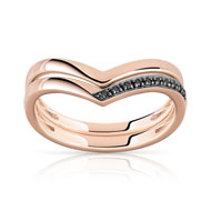 Lot de 2 Bagues or 375 rose diamant noir