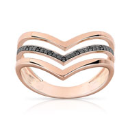 Bague or 375 rose diamant noir
