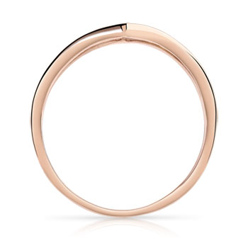 Bague or 375 rose 'V' diamants noirs traités