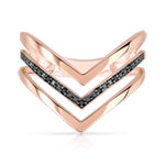 375 rose gold ring with black treated diamonds - view 3