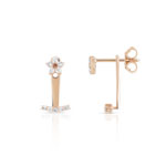 Boucles d'oreilles or 375 rose diamant - vue 1