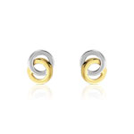 Boucles d'oreilles or 375 2 tons entrelacées - vue D1