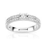 Bague or 375 blanc zirconias - vue 1