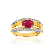 Bague 2 ors 750 rubis et diamant