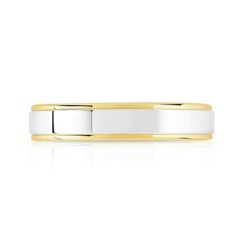 Trouwring in 950 platina en 750 geel goud