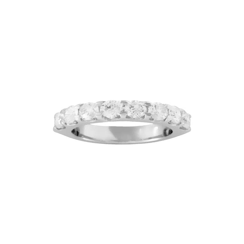 Alliance demi-tour diamants or blanc - vue 1