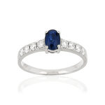 Bague or blanc 750 saphir diamant - vue 1