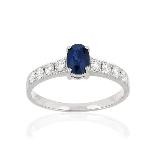 Bague or blanc 750 saphir diamant