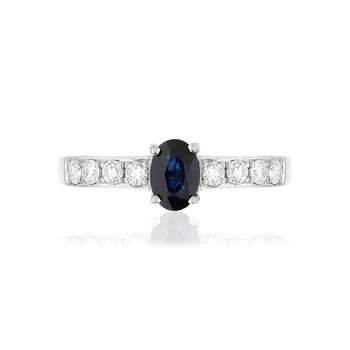 Bague or blanc 750 saphir diamant