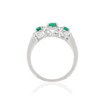 Bague or blanc emeraude diamant - vue 2