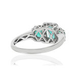 Bague or blanc emeraude diamant - vue 4