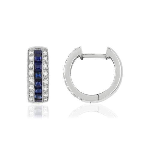 Creoles or blanc 750 saphir diamant