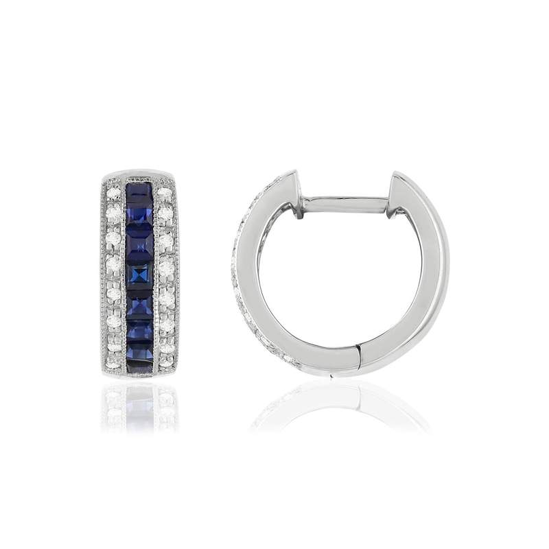 Creoles or blanc 750 saphir diamant - vue 1