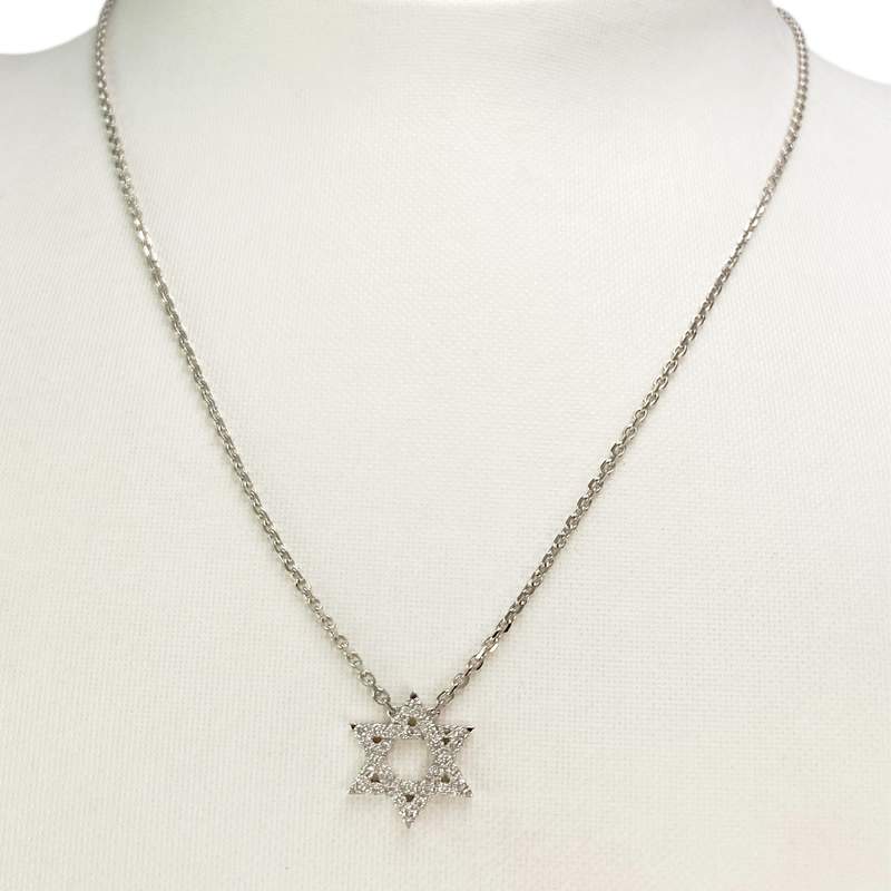 Collier or blanc diamants 42 cm - vue 2