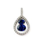 Pendentif or blanc saphir diamant - vue 1
