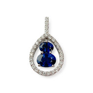 Pendentif or blanc saphir diamant