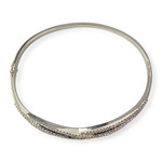 Bracelet rigide or blanc saphir diamant - vue 3