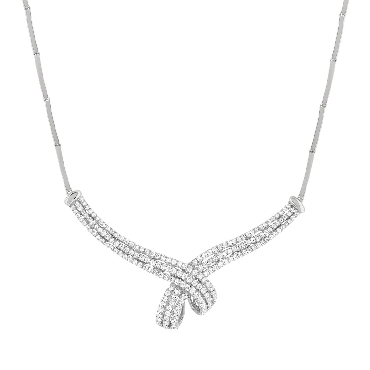 Collier or blanc 750 et diamants, 43 cm