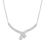 Collier or blanc 750 et diamants, 43 cm - vue 1
