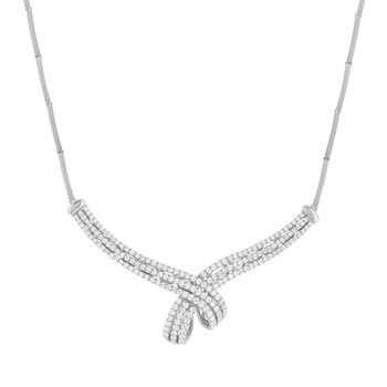 Collier or blanc 750 et diamants, 43 cm