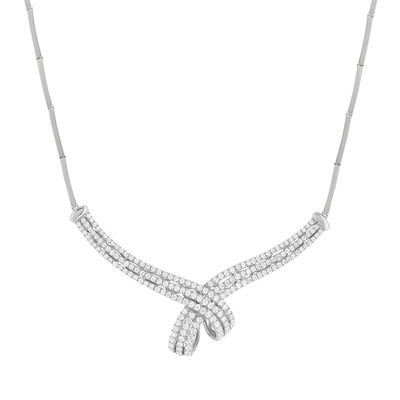 Ketting van 750 witgoud met diamanten, 43 cm