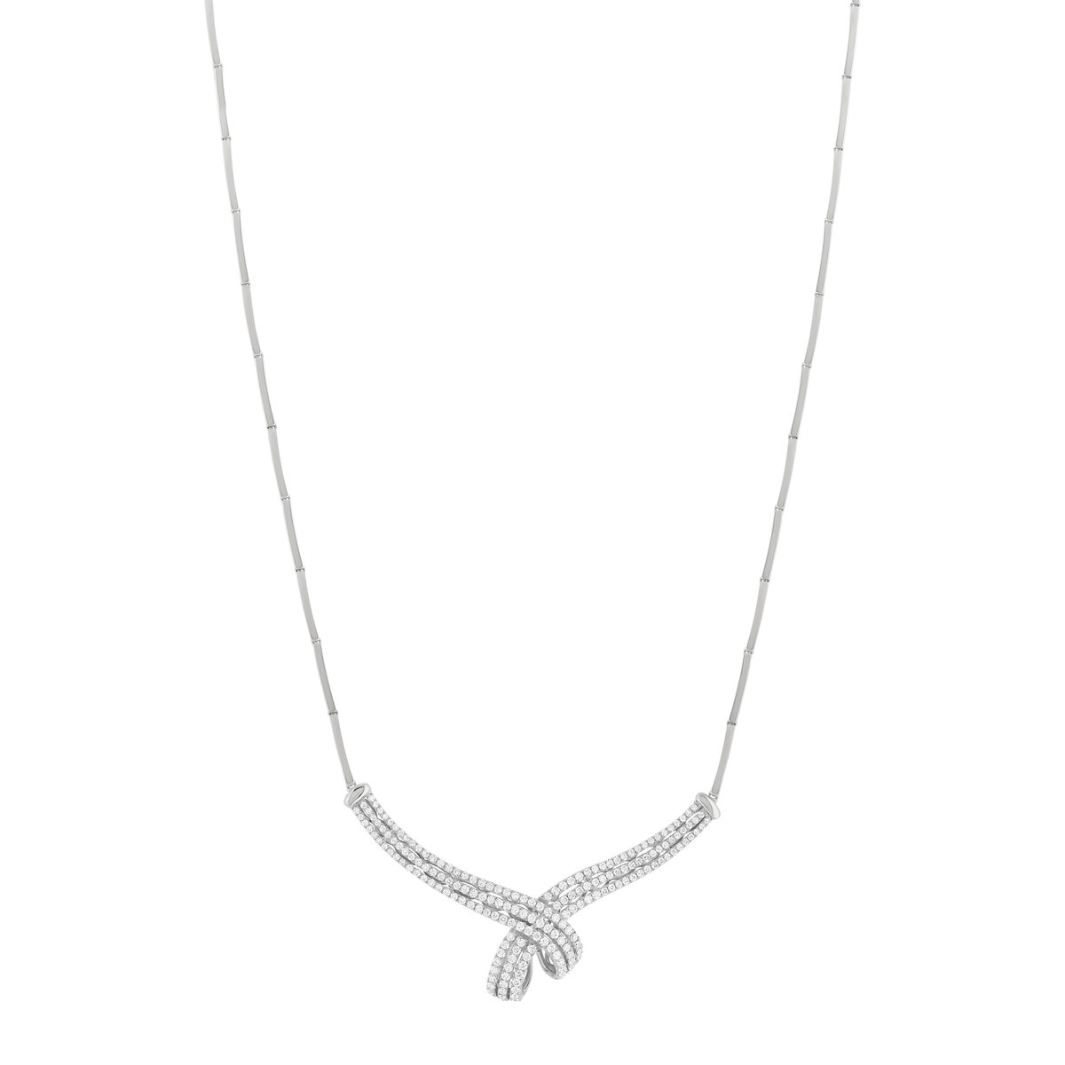 Collier or blanc 750 et diamants, 43 cm - vue 2