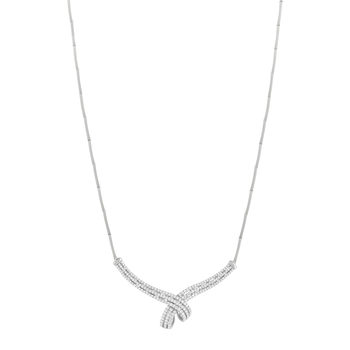 Collier or blanc 750 et diamants, 43 cm