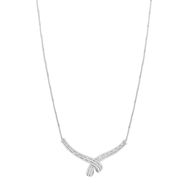 Collier or blanc 750 et diamants, 43 cm - vue 2