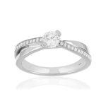 Bague or blanc diamants - vue 1