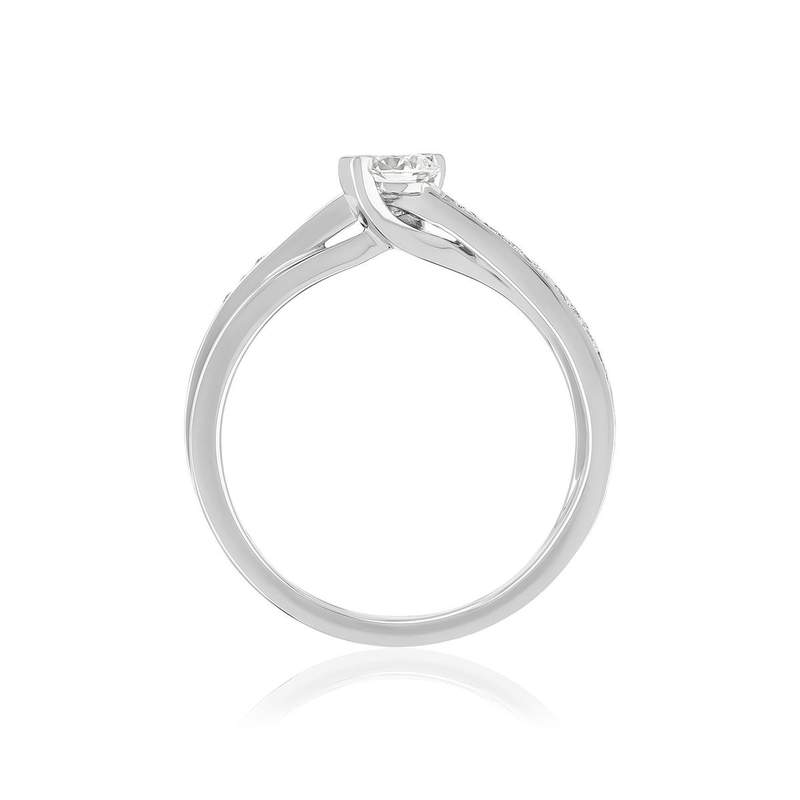Bague or blanc diamants - vue 2