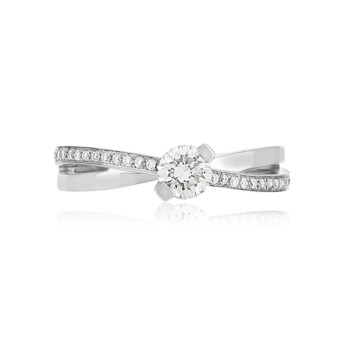 Bague or blanc diamants - vue 3
