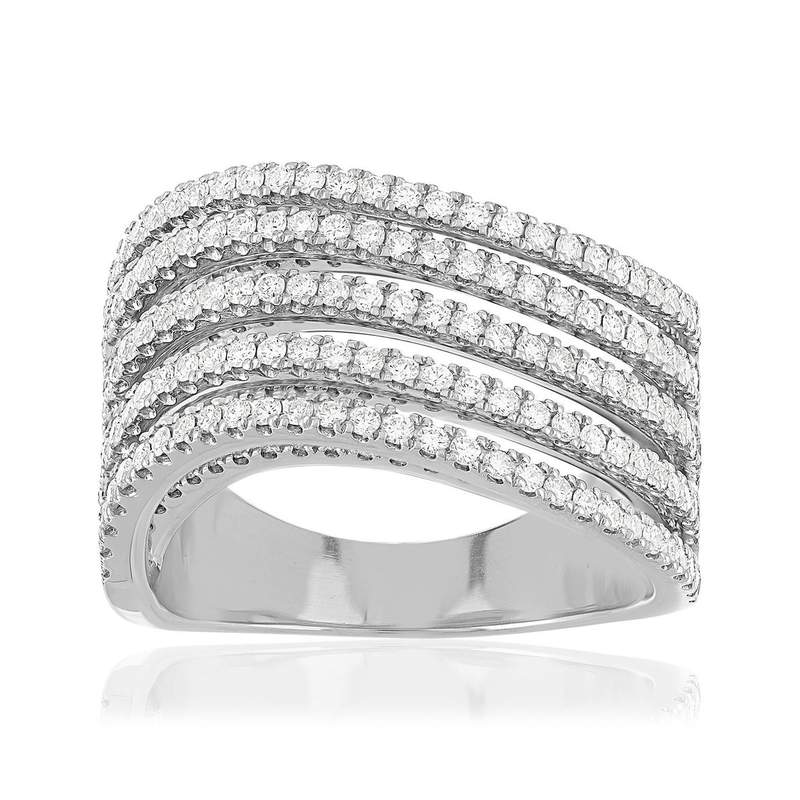 Bague or blanc 750 et diamants - vue 1
